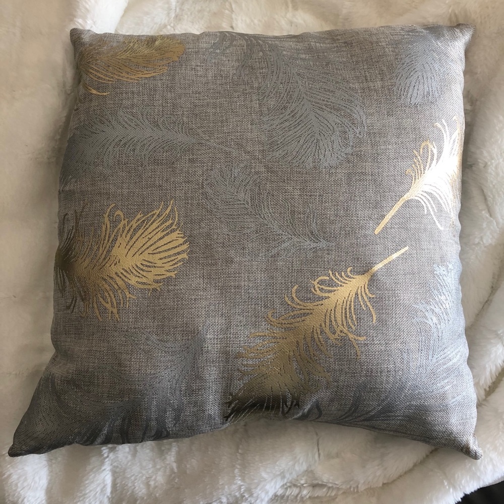 Gold Foil Feather throw pillow